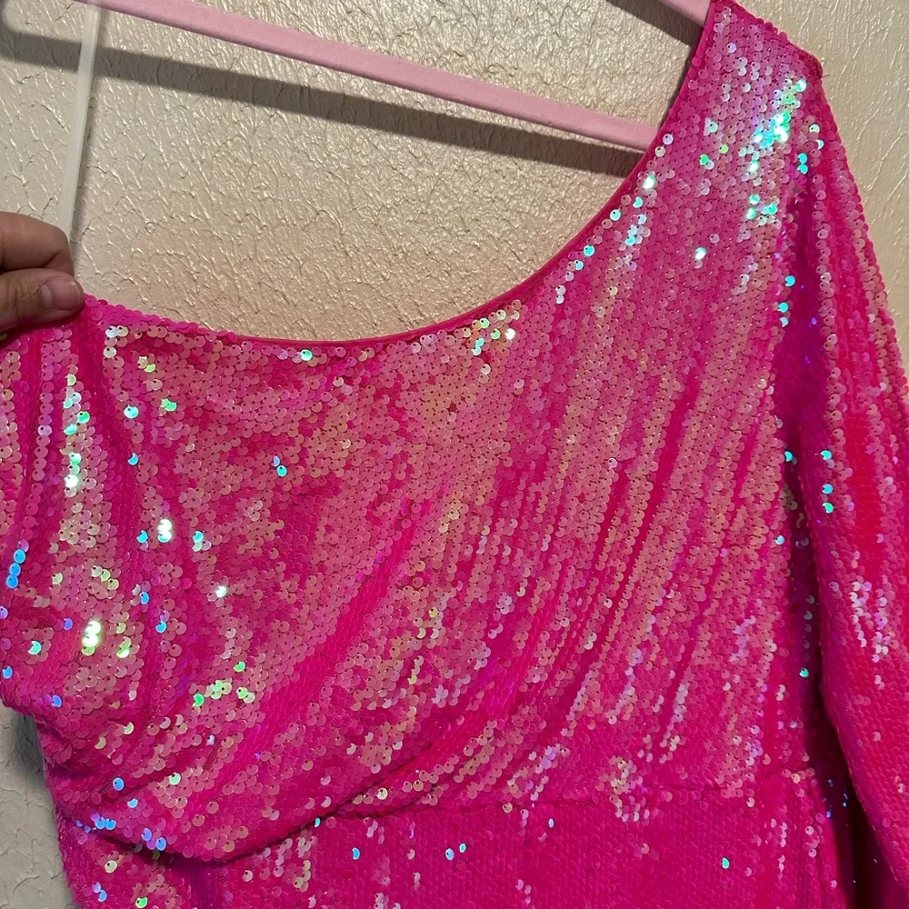 FAERIESTY Sequins Cocktail Dress Size 4X Plus Size Barbie pink - Picture 9 of 12